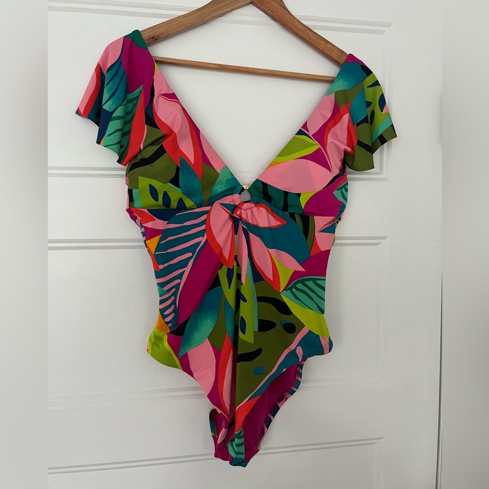 Trina Turk Swim Suit- Rainforest Flutter Sleeve Maillot
